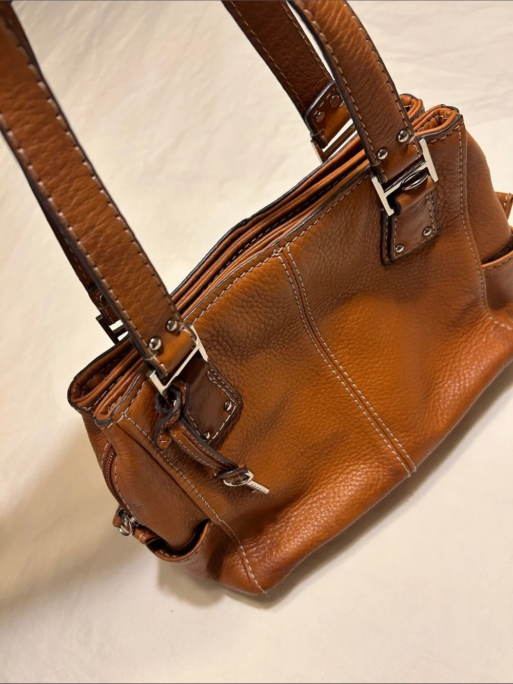 Fossil Pebbled Leather Shoulder Bag in Cognac